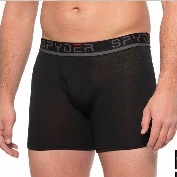 Spyder Boxer da uomo, confezione da 5 boxer in poliestere spandex, Nero